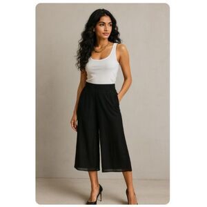 Cache Culottes Black Sheer Layered Capris Pants Slacks Womens Size 4